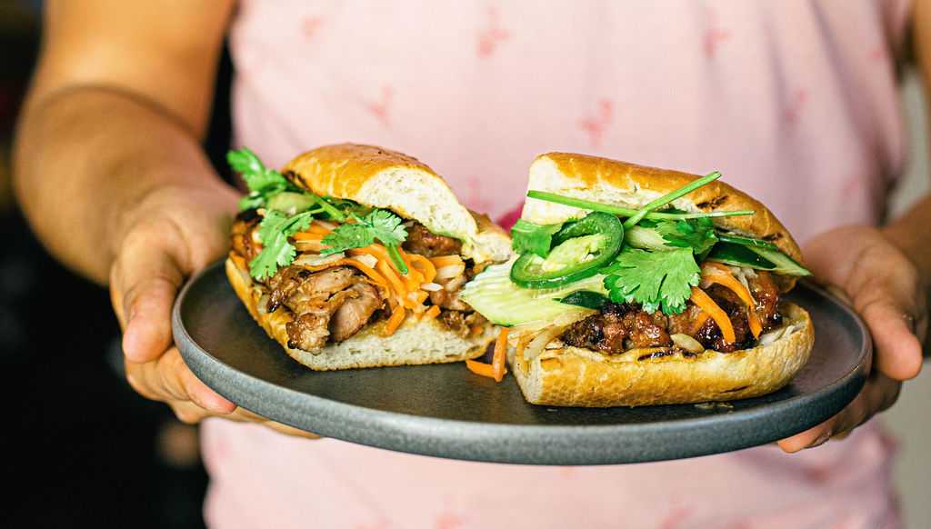Banh mi sandwich plate at Saigon Alley